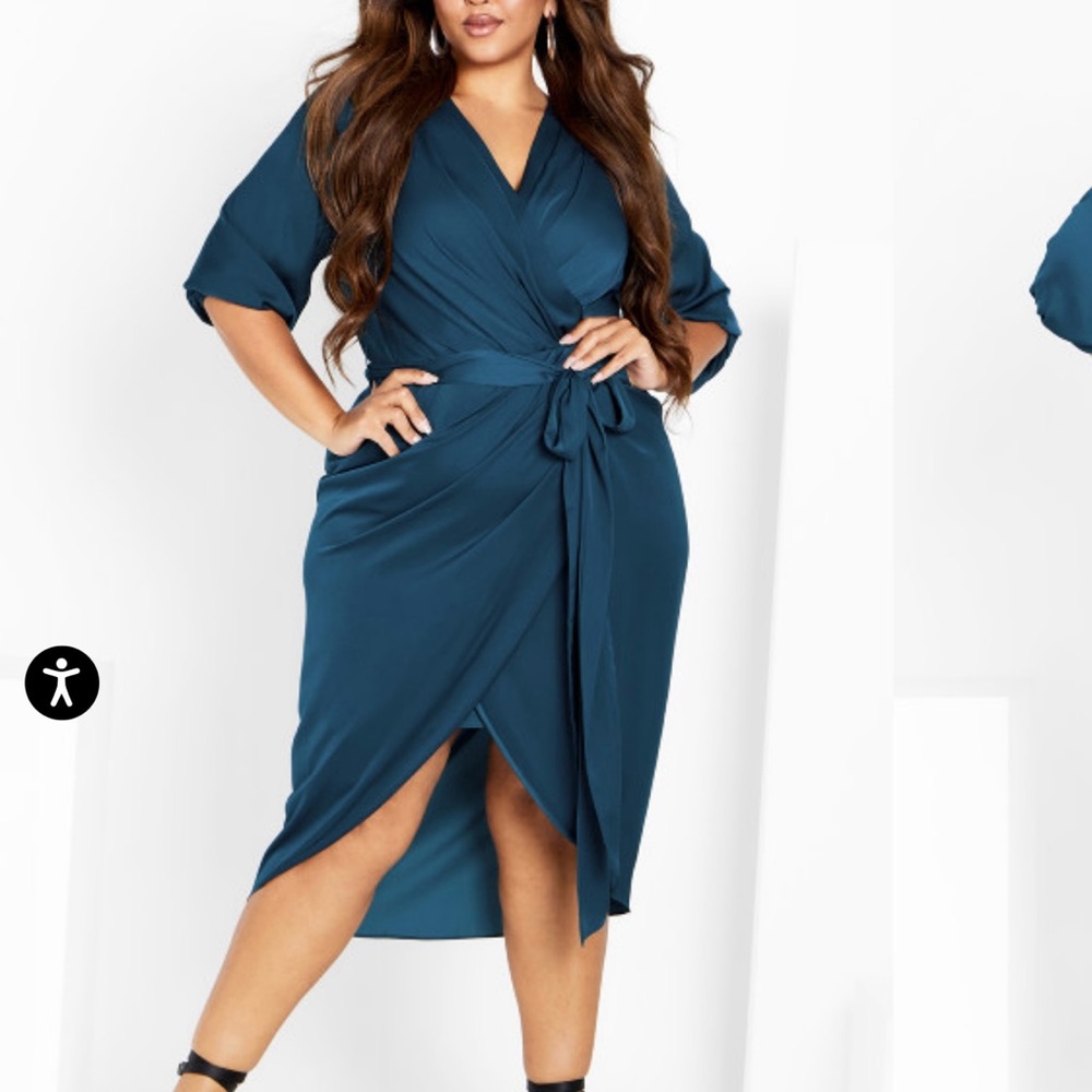 City Chic - Elegant Teal Wrap Dress